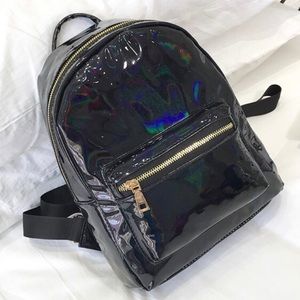 Black Holographic Mini Backpack